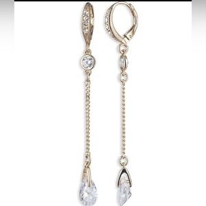 Givenchy Gold Tone Crystal Linear Earrings